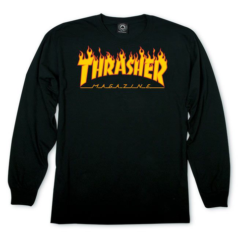 THRASHER - Flame LS - Tshirt Manches Longues /Black